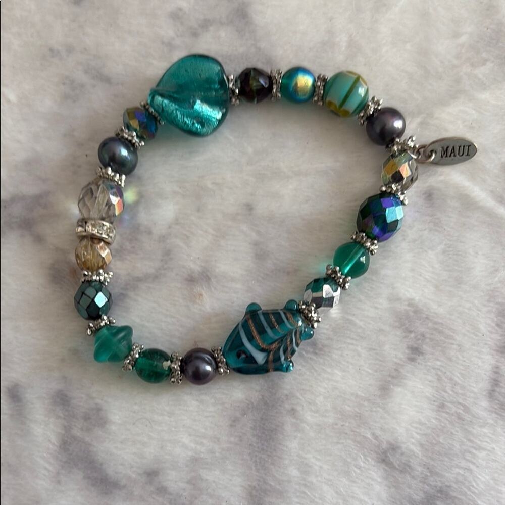 Blue and Silver Ocean-Inspired Bracelet